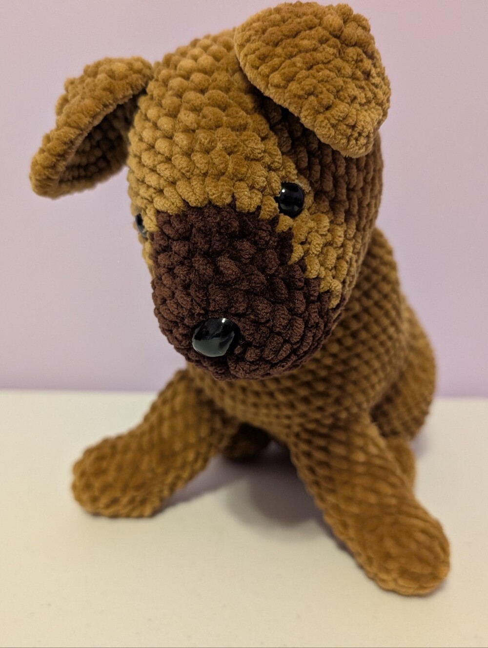 Handmade Crocheted Chocolate Color  Puppy 12" Plush Very Soft